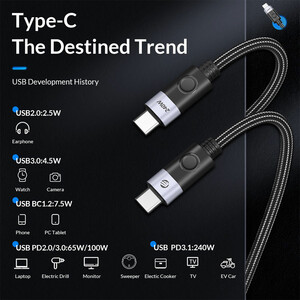 کابل شارژ USB-C به USB-C اوریکو مدل CDX-100CC طول 1 متر توان 100 وات