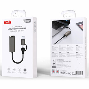 کابل تبدیل USB-C/USB-A به LAN ایکس او مدل XO-HUB018