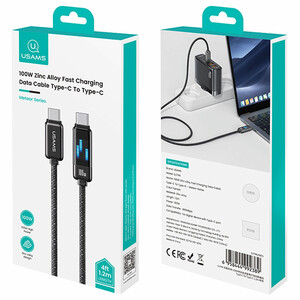 کابل شارژ USB-C به USB-C یوسمز مدل SJ744  طول 1.2 متر توان 100 وات