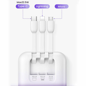پاوربانک یوسمز مدل CD193 ظرفیت 10000 توان 22.5 وات با کابل متصل