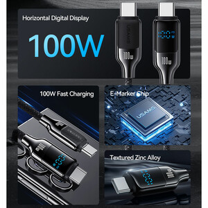 کابل شارژ USB-C به USB-C یوسمز مدل SJ742  طول 1.2 متر توان 100 وات