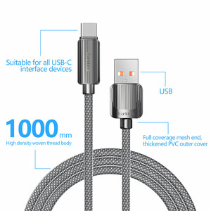کابل شارژ USB به Type-C ارلدام مدل EC-187C طول 1 متر توان 2.4 آمپر