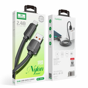 کابل شارژ USB به Type-C ارلدام مدل EC-187C طول 1 متر توان 2.4 آمپر