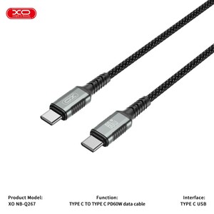 کابل شارژ مگنتی USB-C به USB-C ایکس او NB-Q267 طول 1 متر توان 60 وات