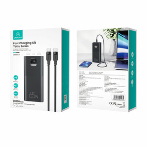 پاوربانک یوسمز مدل Usams US-CD185 ظرفیت 30000 میلی آمپر توان 65 وات