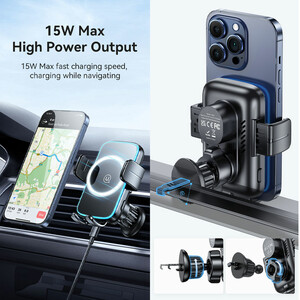 پایه نگهدارنده و شارژر بی سیم خودرو یوسمز مدل CD230 توان 15 وات