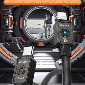 کابل شارژ Type-C به لایتنینگ یوسمز مدل SJ685 طول 1.2 متر توان 30 وات