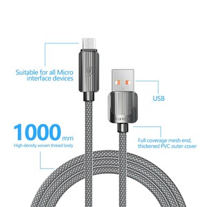 کابل شارژ USB به micro USB ارلدام مدل EC-187M طول 1 متر توان 2.4 آمپر