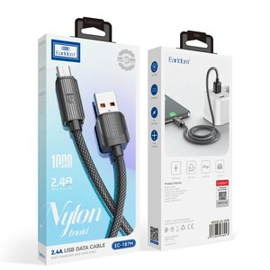 کابل شارژ USB به micro USB ارلدام مدل EC-187M طول 1 متر توان 2.4 آمپر