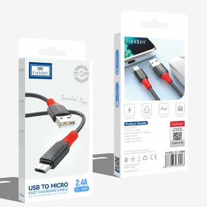 کابل شارژ USB به micro USB ارلدام مدل EC-186M طول 1 متر توان 2.4 آمپر