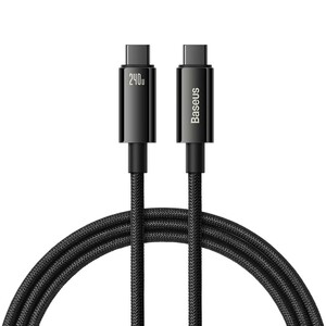 کابل شارژ USB-C به USB-C بیسوس مدل Tungsten Gold CAWJ040201 طول 3 متر توان 240 وات