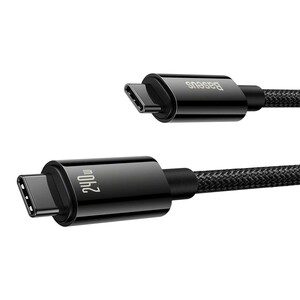 کابل شارژ USB-C به USB-C بیسوس مدل Tungsten Gold CAWJ040201 طول 3 متر توان 240 وات