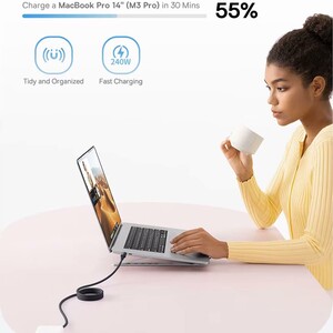 کابل شارژ USB-C به USB-C بیسوس مدل PicoGo P10376800121-00 طول 1 متر توان 240 وات