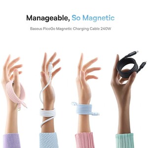 کابل شارژ USB-C به USB-C بیسوس مدل PicoGo P10376800121-00 طول 1 متر توان 240 وات