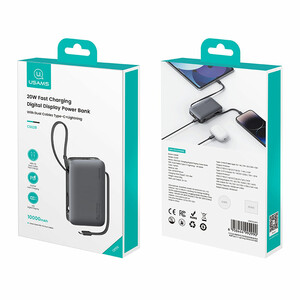 پاوربانک یوسمز مدل CD228 ظرفیت 10000 توان 20 وات با کابل متصل