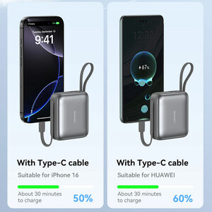 پاوربانک یوسمز مدل CD240 ظرفیت 10000 توان 20 وات با کابل متصل