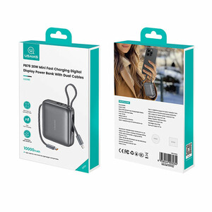 پاوربانک یوسمز مدل CD240 ظرفیت 10000 توان 20 وات با کابل متصل