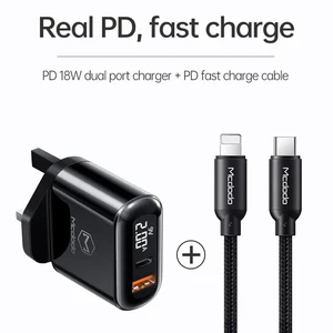 شارژر دیواری دو پورت مک دودو CH-7231 توان 20 وات با کابل تایپ سی به لایتنینگ