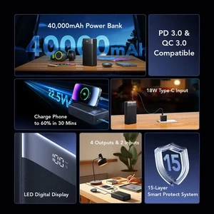 پاوربانک اورایمو مدل OPB-7400Q ظرفیت 40000 میلی آمپر توان 22.5 وات