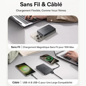 پاوربانک مگنتی بیسوس مدل Airpow II Qi2 P10080000123-00 ظرفیت 10000 توان 22.5 وات