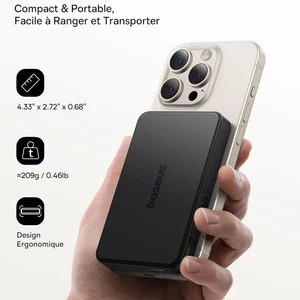 پاوربانک مگنتی بیسوس مدل Airpow II Qi2 P10080000123-00 ظرفیت 10000 توان 22.5 وات