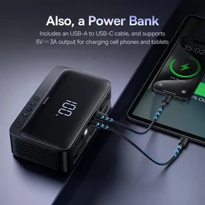 جامپ استارتر، کمپرسور باد و پاوربانک بیسوس BS-CH013 با ظرفیت 6000 میلی آمپر