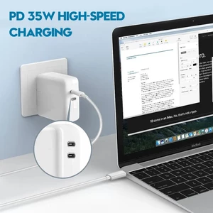 شارژر دیواری 35 وات اپل مدل Dual USB-C Port سه پین اورجینال