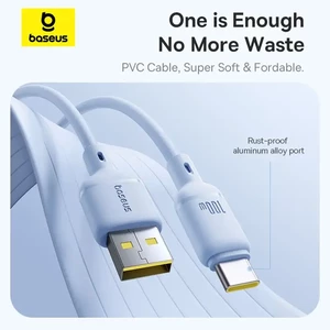 کابل شارژ USB به Type-C بیسوس مدل Silky P10377703113-01 طول 2 متر توان 100 وات