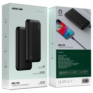 پاوربانک گرین لاین مدل Milos ظرفیت 10000 میلی آمپر توان 20 وات