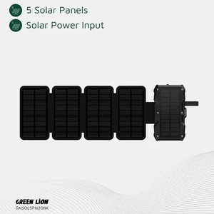 پاوربانک خورشیدی Solar 5-Panel گرین لاین ظرفیت 20000 میلی آمپر ساعت توان 20 وات