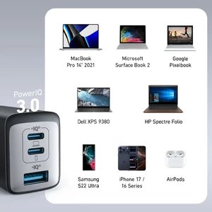 شارژر دیواری انکر PowerPort III مدل A2667 توان 65 وات سه پین