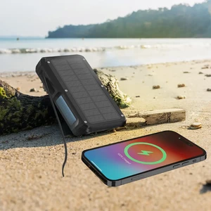 پاوربانک وایرلس شارژ سولار پاورولوژی مدل PPBCHA77 ظرفیت 27000 میلی آمپر ساعت توان 20 وات