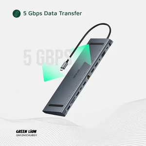 هاب تایپ سی 12 پورت گرین لاین مدل Green Lion GHB-8 GN12N1CHUBGY