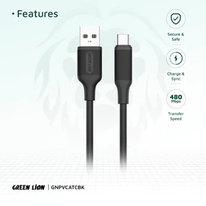 کابل شارژ USB به Type-C گرین لاین مدل GNPVCATCBK طول 1 متر
