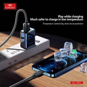 کابل شارژ USB به لایتنینگ ارلدام مدل EC-187L طول 1 متر توان 2.4 آمپر