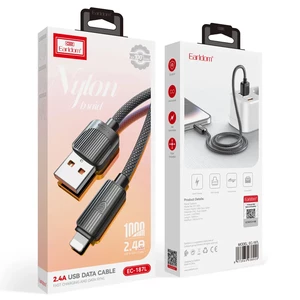 کابل شارژ USB به لایتنینگ ارلدام مدل EC-187L طول 1 متر توان 2.4 آمپر