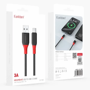 کابل شارژ USB به Type-C ارلدام مدل EC-186C طول 1 متر توان 3 آمپر