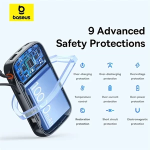 پاوربانک بیسوس مدل Qpow Pro PPQD2-10C با کابل تایپ سی ظرفیت 10000 میلی آمپر توان 22.5 وات