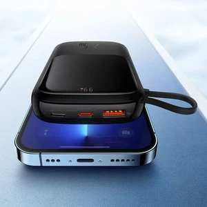 پاوربانک بیسوس مدل Qpow Pro PPQD2-10C با کابل تایپ سی ظرفیت 10000 میلی آمپر توان 22.5 وات