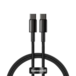 کابل شارژ USB-C به USB-C بیسوس مدل Tungsten Gold CATWJ-A01 طول 2 متر توان 100 وات