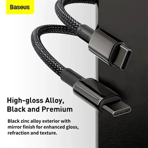 کابل شارژ USB-C به USB-C بیسوس مدل Tungsten Gold CATWJ-A01 طول 2 متر توان 100 وات