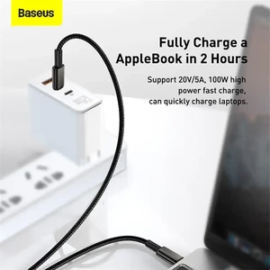 کابل شارژ USB-C به USB-C بیسوس مدل Tungsten Gold CATWJ-A01 طول 2 متر توان 100 وات