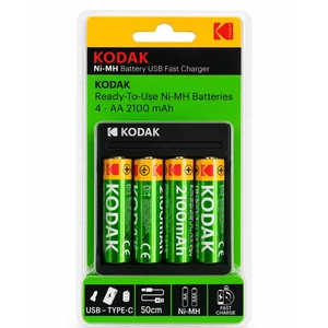 باتری قلمی قابل شارژ کداک مدل Rechargeable 2100mAh Ni-MH بسته 4 عددی به همراه شارژر