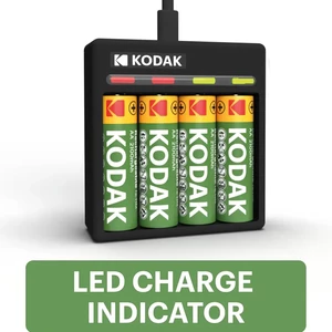 باتری قلمی قابل شارژ کداک مدل Rechargeable 2100mAh Ni-MH بسته 4 عددی به همراه شارژر
