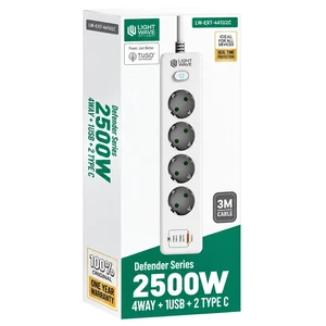 چندراهی برق و USB لایت ویو مدل LightWave LW-EXT-441U2C