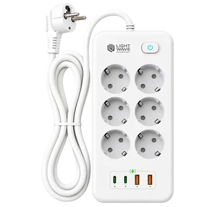 چندراهی برق و USB لایت ویو مدل LightWave LW-EXT-662U2C