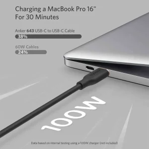 کابل شارژ USB-C به USB-C انکر PowerLine III Flow مدل A8552 طول 0.9 متر توان 100 وات