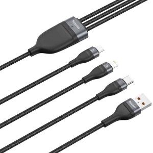 کابل شارژ سه سر باسئوس مدل CA1T3-G1 توان 66 وات طول 1.2 متر