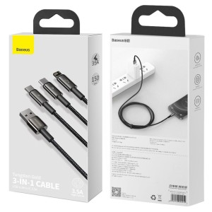 کابل شارژ سه سر باسئوس مدل CAMLTWJ-01 توان 3.5 آمپر طول 1.5 متر