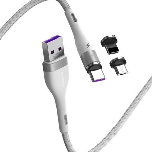 کابل شارژ سه سر باسئوس مدل CA1T3-BG1 توان 5 آمپر طول 1 متر